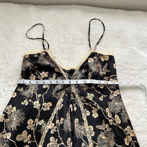 Victoria Secret Women's Black Floral Lace‎ Front Tie Sleep Cami Size Small - Picture 3 of 7
